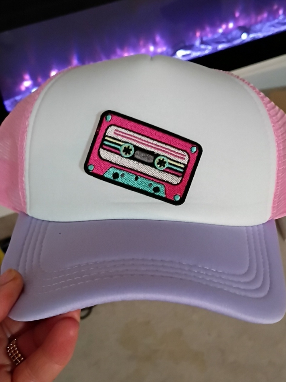 Pink and Lavender Cassette Trucker Hat